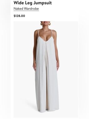 naked wardrobe Cream Spaghetti-Strap Wide-Leg Jumpsuit